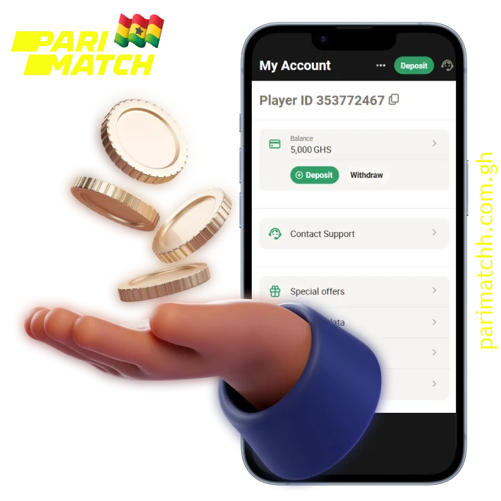 The process of withdrawing funds from Parimatch Ghana is fast, secure, and convenient