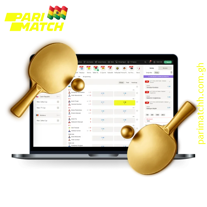 Parimatch offers comprehensive betting services for international table tennis tournaments, leagues, and individual matches